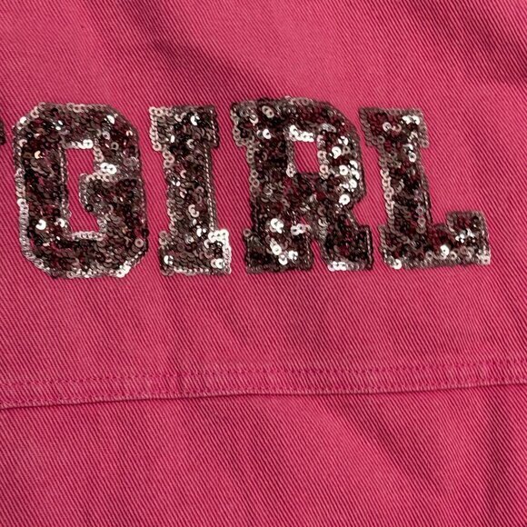 Fantastic Fawn Med Pink Denim Cowgirl Sequin Button Down‎ Raw Hem Barbie Jacket - Picture 11 of 12